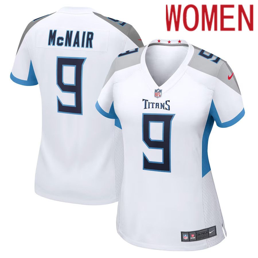 Women Tennessee Titans 9 Steve McNair Nike White Retired Game NFL Jersey